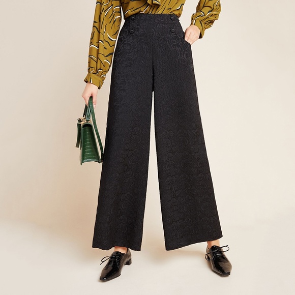 Eva Franco Pants - Eva Franco Anthropologie Jeunie Jacquard Wide Leg Trousers